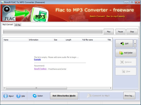 Boxoft free Flac to MP3 Converter下载