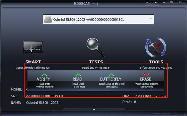 【HDDScan中文版下载】HDDScan硬盘坏道检测工具 V4.0 官方版插图3